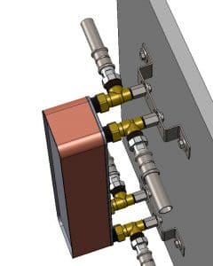 Wärmetauscher Wandmontage und Anschluss
